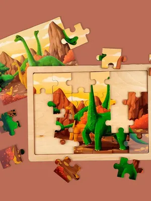 Wudly Wooden Educational Puzzle Toy - Green Dino Puzzle