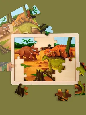 Wudly Wooden Educational Puzzle Toy - Orange Dino Puzzle