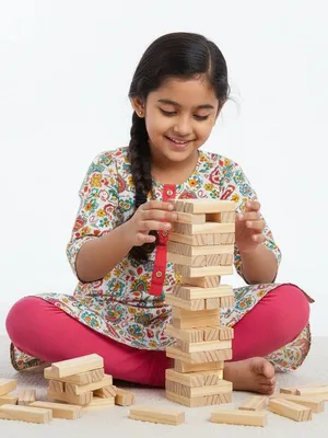 Wudly Wooden Classic Tumbling Tower Game (54 Pcs)