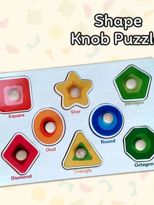 Wudly Wooden Knob Puzzle - Shapes Puzzle