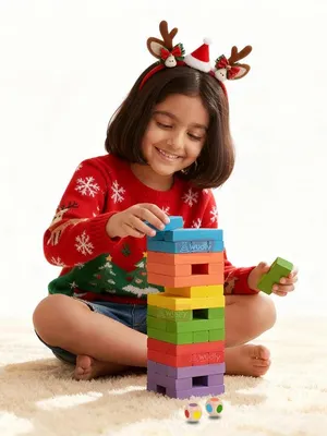 Wudly Wooden Colorful Stacking Tower (54 Pcs)