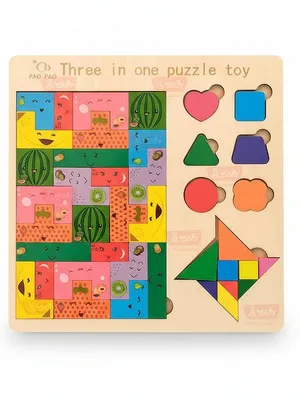 Wudly Wooden Learning Educational Puzzle Board - Shape & Pattern Learning Puzzle