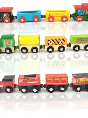 Wudly Wooden Magnetic Toy Train Set for Kids (1 Random Set)
