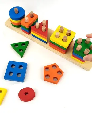 Wudly Wooden Colorful Shape Sorter Toys