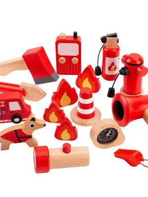 Wudly Wooden Fire Fighter Pretend Play Set