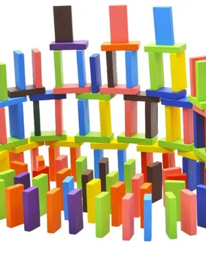 Wudly Wooden Colorful Domino Stacking Tower Game (120 PCS)