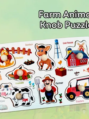 Wudly Wooden Knob Puzzle - Farm Puzzle