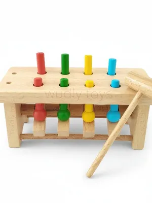Wudly Wooden Hammer Peg Bench Toy