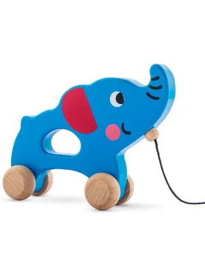 Wudly Wooden Pull Along Elephant For Kids
