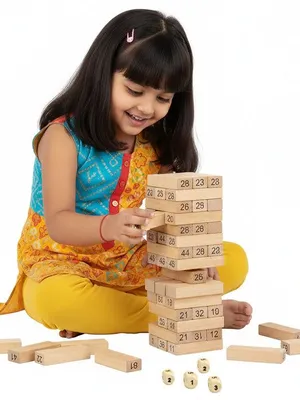Wudly Wooden Number Stacking Tower (54 Pcs)