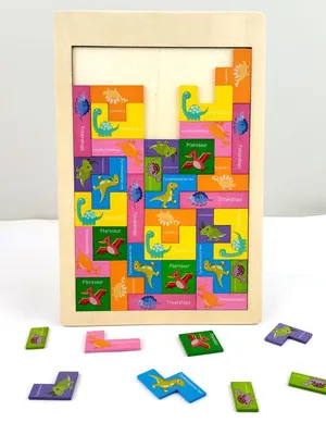 Wudly Wooden Educational Theme Puzzle - Six Russian -Dinosaur Theme
