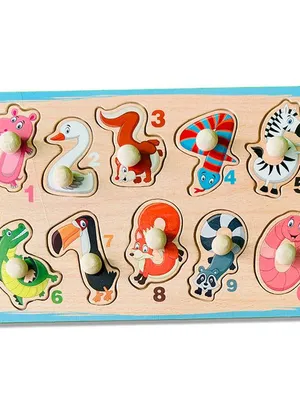 Wudly Wooden Educational Knob Puzzle Board - Numbers Puzzle