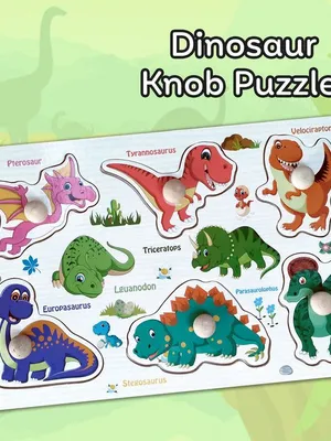 Wudly Wooden Knob Puzzle - Dino Puzzle