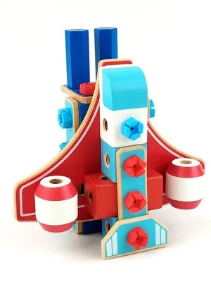 Wudly Wooden Space Rocket Construction Set (48 Pcs)