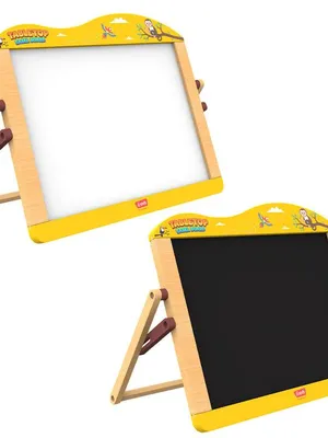 Wudly Wooden 2-in-1 Whiteboard & Blackboard Tabletop Easel Board
