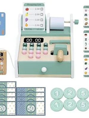 Wudly Wooden Pretend Play Cash Register Set - SMALL