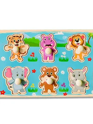 Wudly Wooden Educational Knob Puzzle Board - Animal PuzzleCR-K1302