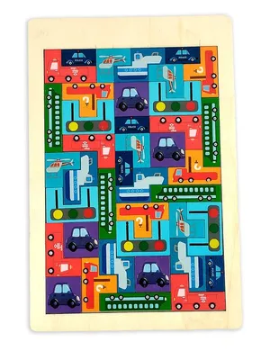 Wudly Wooden Educational Theme Puzzle - Six Russian -Traffic Theme