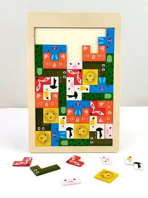 Wudly Wooden Educational Theme Puzzle - Six Russian -Animal Theme