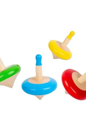 Wudly Wooden Spinning Top Toy (Set of 4) |