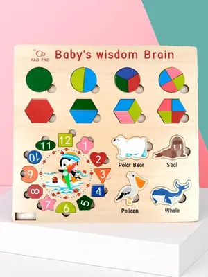 Wudly Wooden Alphabet, Number & Shape Learning Puzzle - Toddler Learning Board
