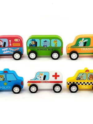 Wudly Wooden Vehicle Cars Set (6 Set)