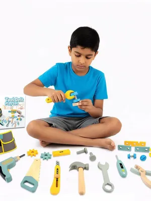 Wudly Wooden Pretend Play Tool Belt Set