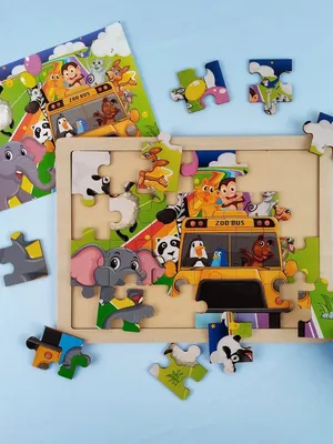 Wudly Wooden Educational Puzzle Toy - Zoo Bus Puzzle