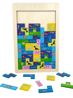 Wudly Wooden Educational Theme Puzzle - Six Russian -Ocean Theme