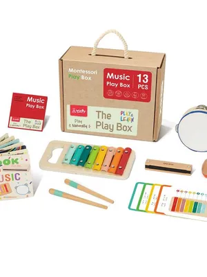 Wudly Montessori Learning Wooden Baby Toys, Music Play Box
