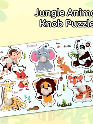 Wudly Wooden Knob Puzzle - Animal Puzzle