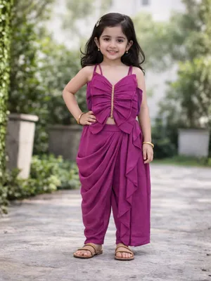 Girls Magenta Ruffle Top with Skirt Set — Infant