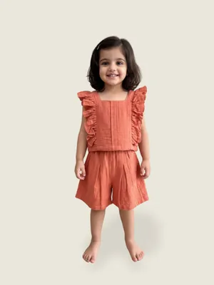 Terracotta Breeze Cotton Co-ord Set — Infant