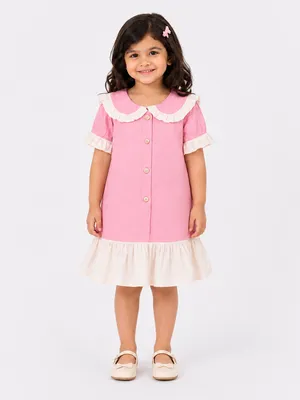 Rosy Ruffle Collar Dress — Infant