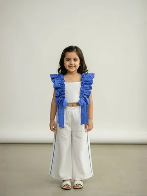 Azure Ruffle Cotton Co-ord Set — 2