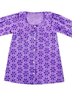 Girls Purple Floral Printed Dress with Button Detail