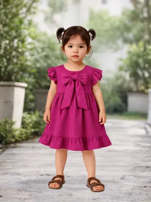 Rosy Bow Cotton Dress