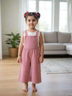 Candy Stripe Cotton Dungaree Set