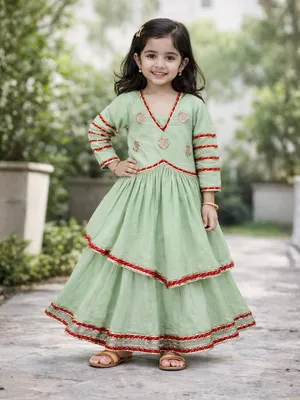 Mint Green Organic Cotton 2 pc Lehnga set dress
