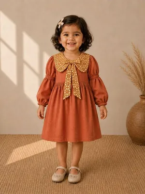 Autumn Royal Bow Cotton Baby Dress Set — Infant
