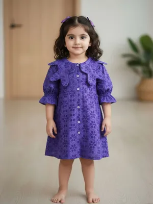 Royal Violet Cotton Petal Dress
