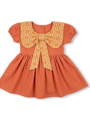 Amber Bow Cotton Festive Dress — Infant