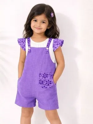 Lavender Bloom Cotton Dungaree Romper — Infant