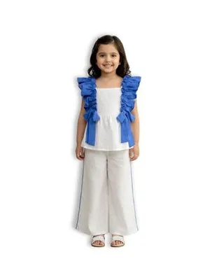 Azure Ruffle Cotton Co-Ord Set — Infant