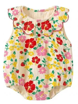 Strawberry Garden Cotton Romper