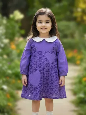 Lavender Heart Cotton Peter Pan Dress