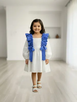 Azure Ruffle Cotton Dress — 2