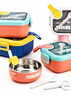 Avynest Stainless Steel 4-in-1 Kids Lunch Box Set with Bowl & Cutlery