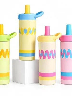 Avynest Happy Stainless Steel Sipper Bottle for Kids with Straw, 500ml