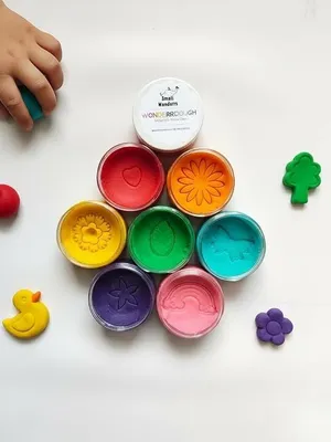 Wonderrdough Natural Clay Dough for Kids - 8 Colours, 100g, Bright